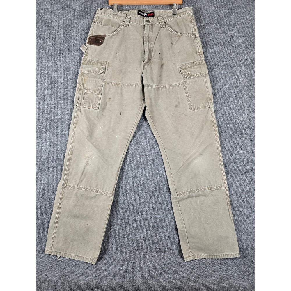 Wrangler Thrashed Distressed Riggs Workwear Men's Carpenter Cargo Pants Sz 36x36